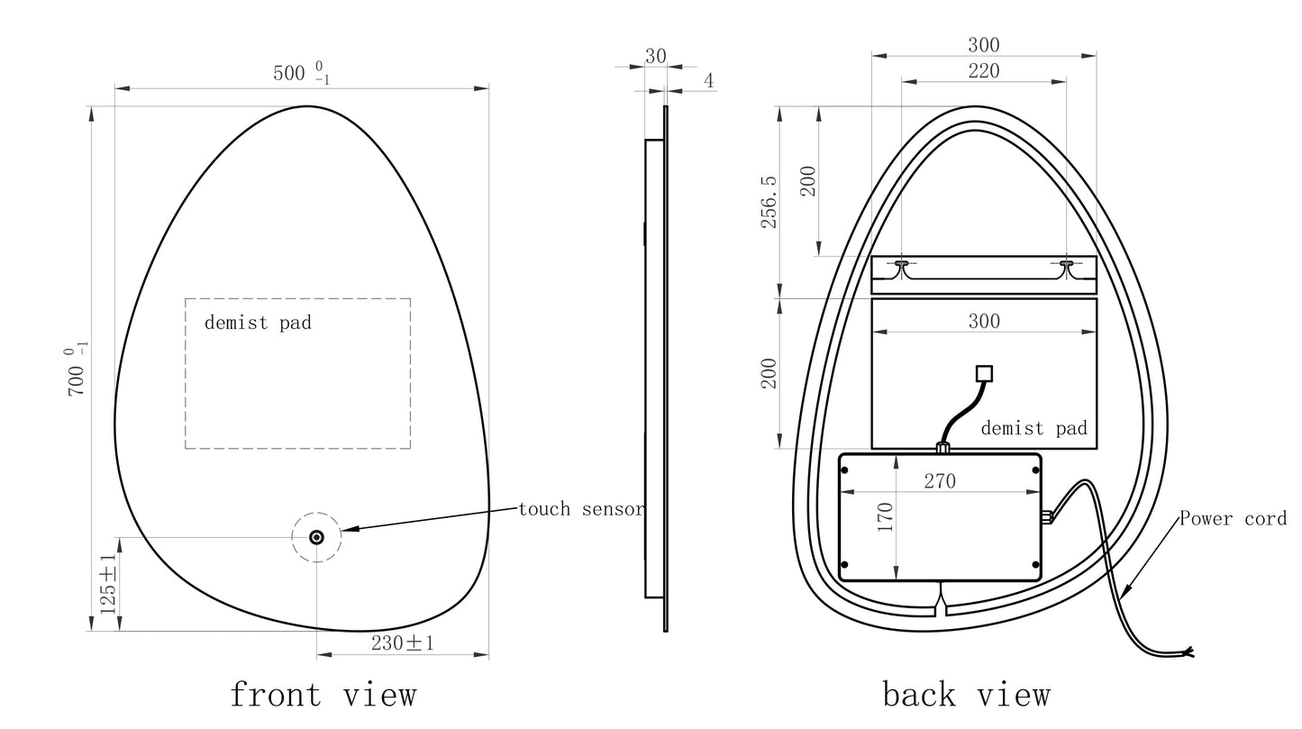 Tailored Sophie pebble led mirror 3070