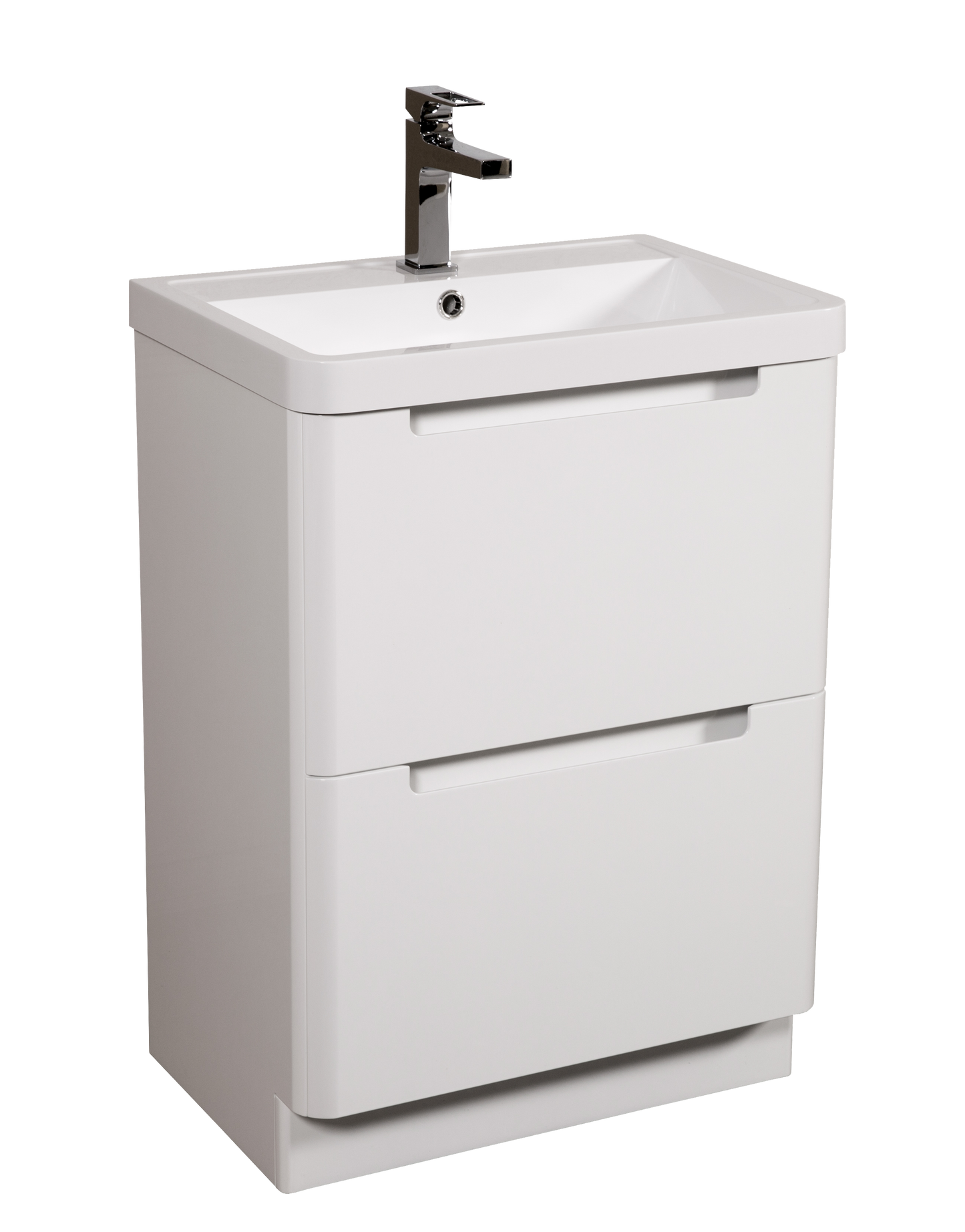 Monza 500 floor standing 2 drawer vanity unit and basin White gloss