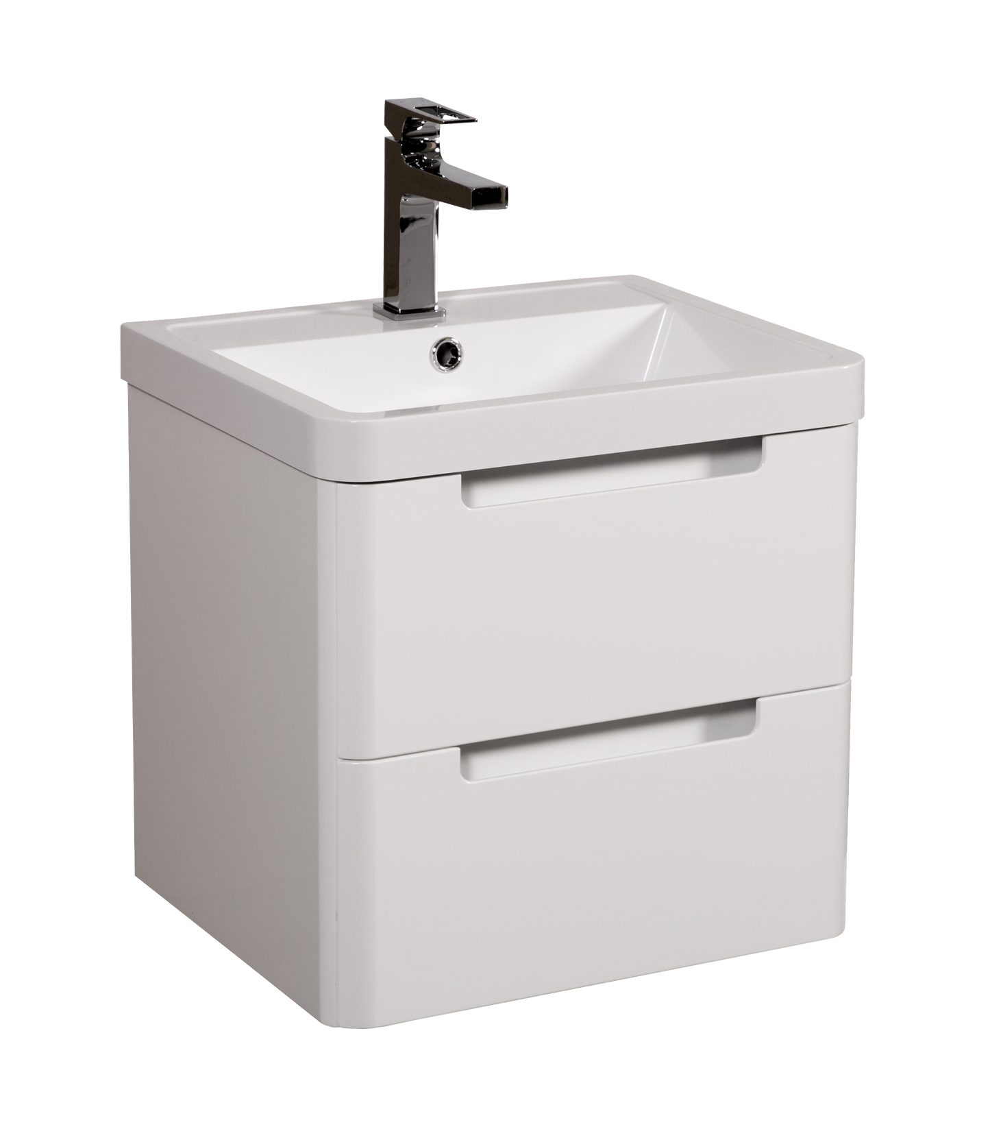 Monza 500mm 2 door wall hung vanity unit and basin White gloss