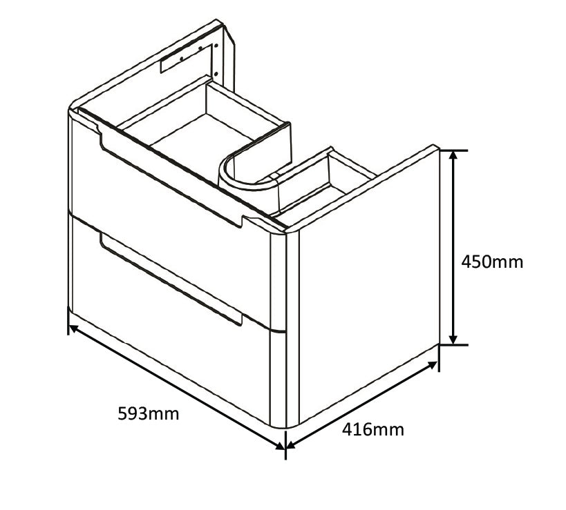 Monza 600mm 2 door wall hung vanity unit and basin Shadow grey