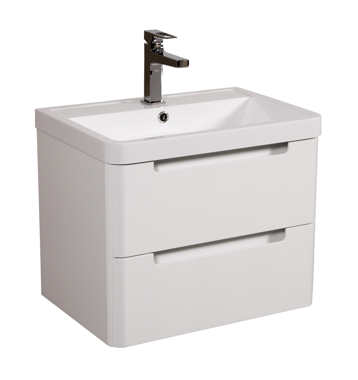 Monza 600mm 2 door wall hung vanity unit and basin White gloss