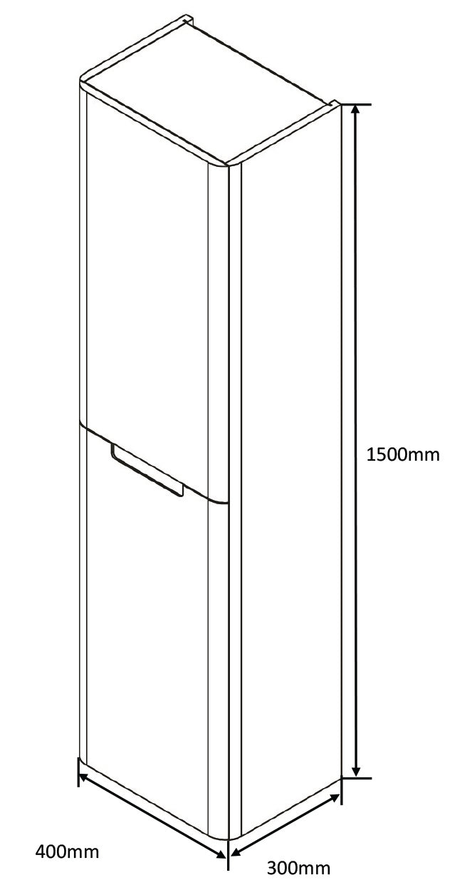 Monza Tall Boy wall hung 2 door bathroom cabinet gloss white