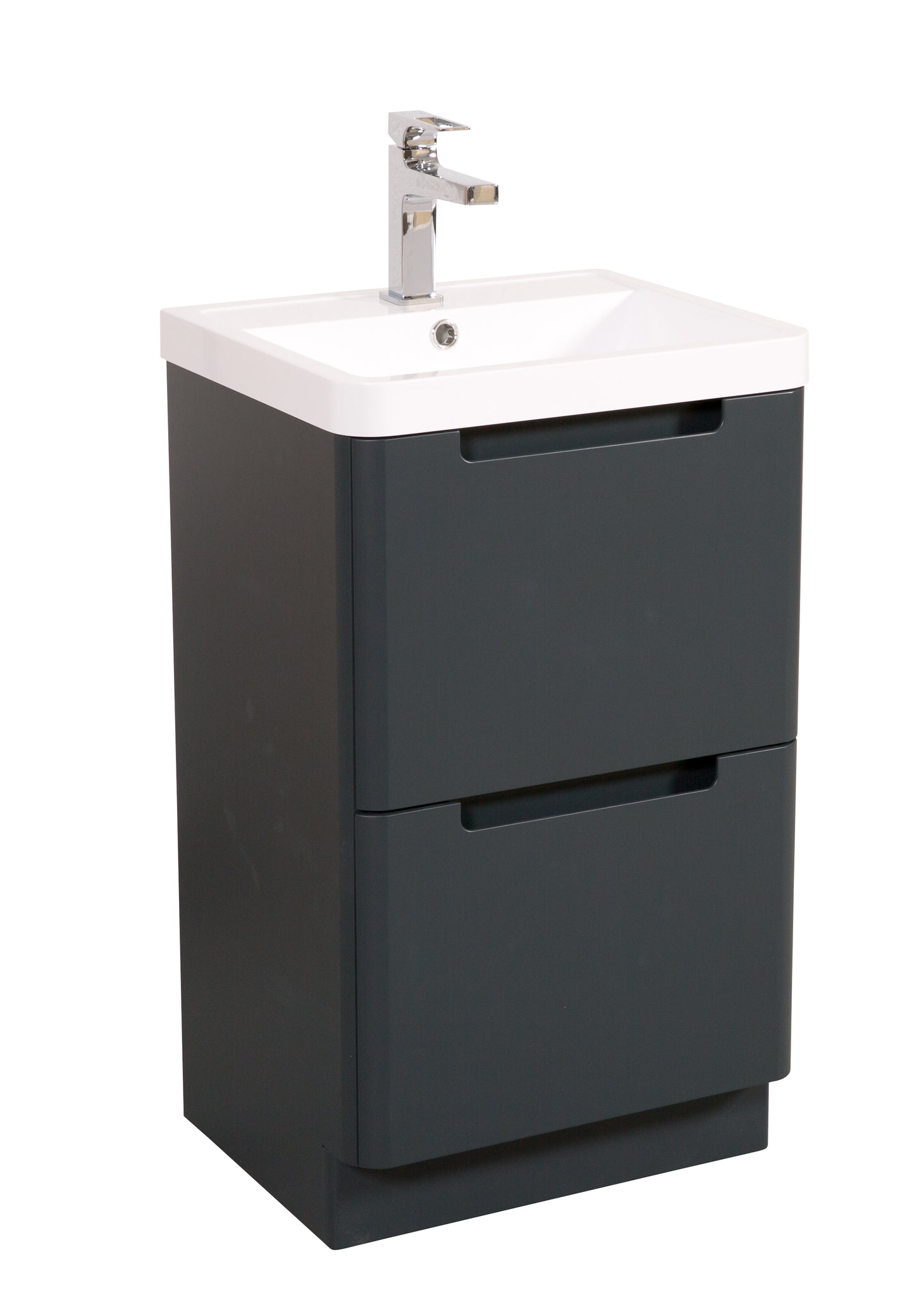 Monza 600 floor standing 2 drawer vanity unit and basin Shadow grey