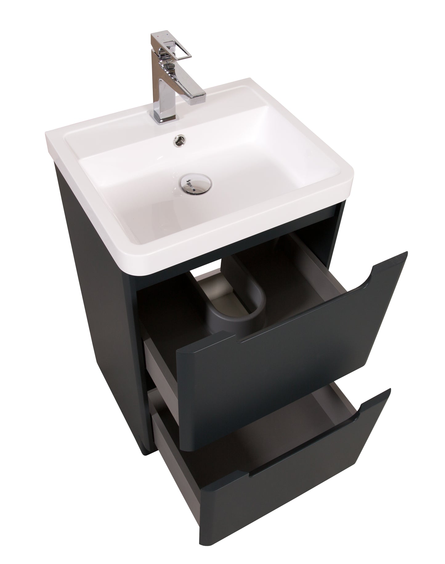 Monza 600 floor standing 2 drawer vanity unit and basin Shadow grey