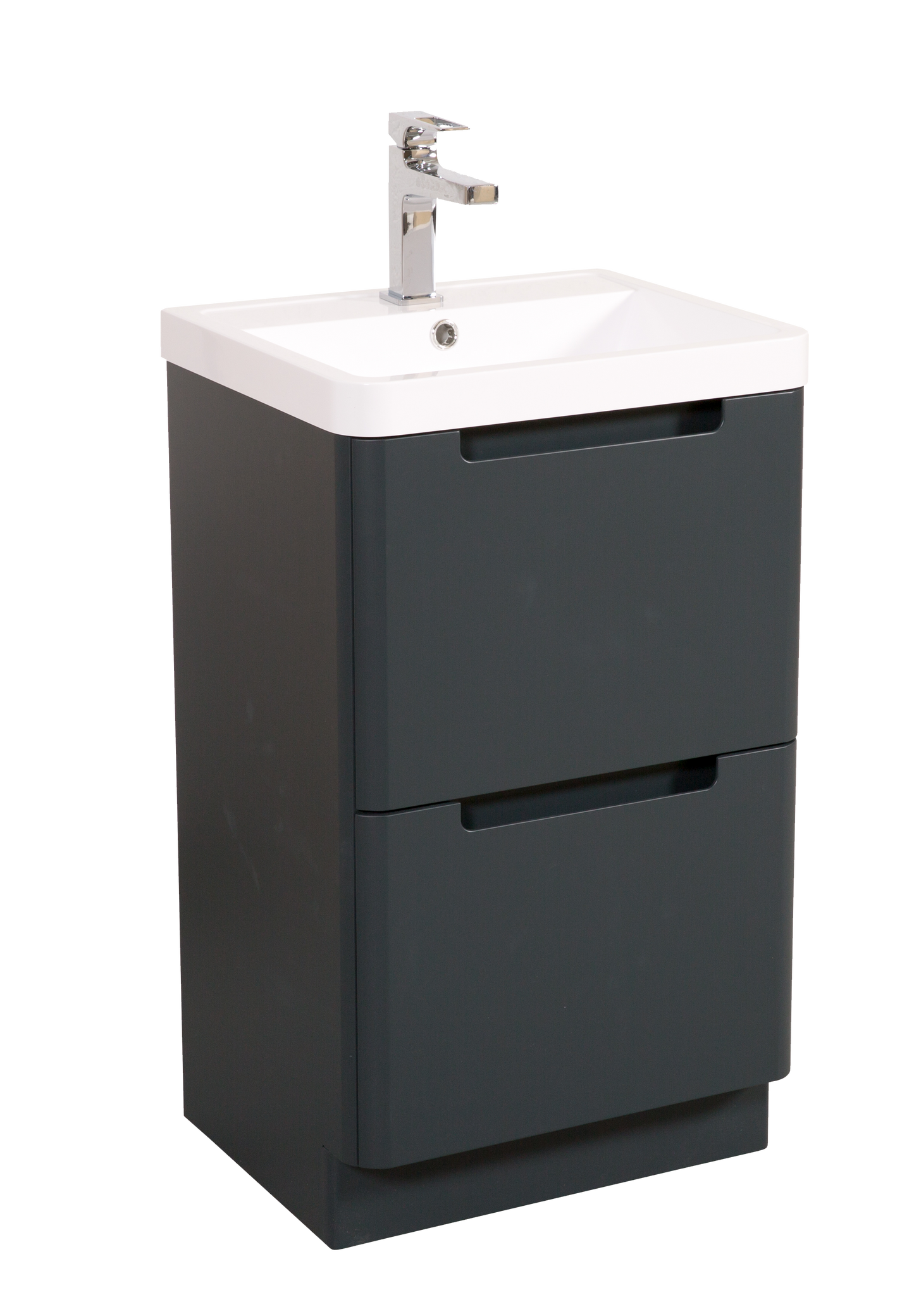 Monza 600 floor standing 2 drawer vanity unit and basin Shadow grey