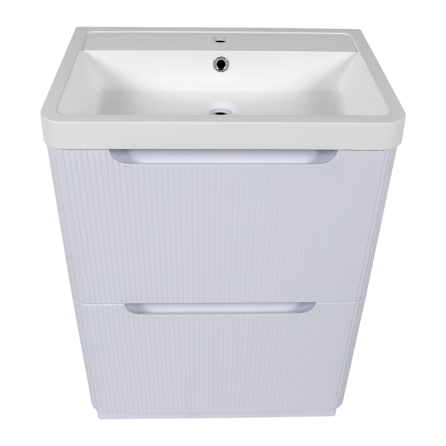 Monza Fluted 600 floor standing 2 drawer vanity unit White gloss