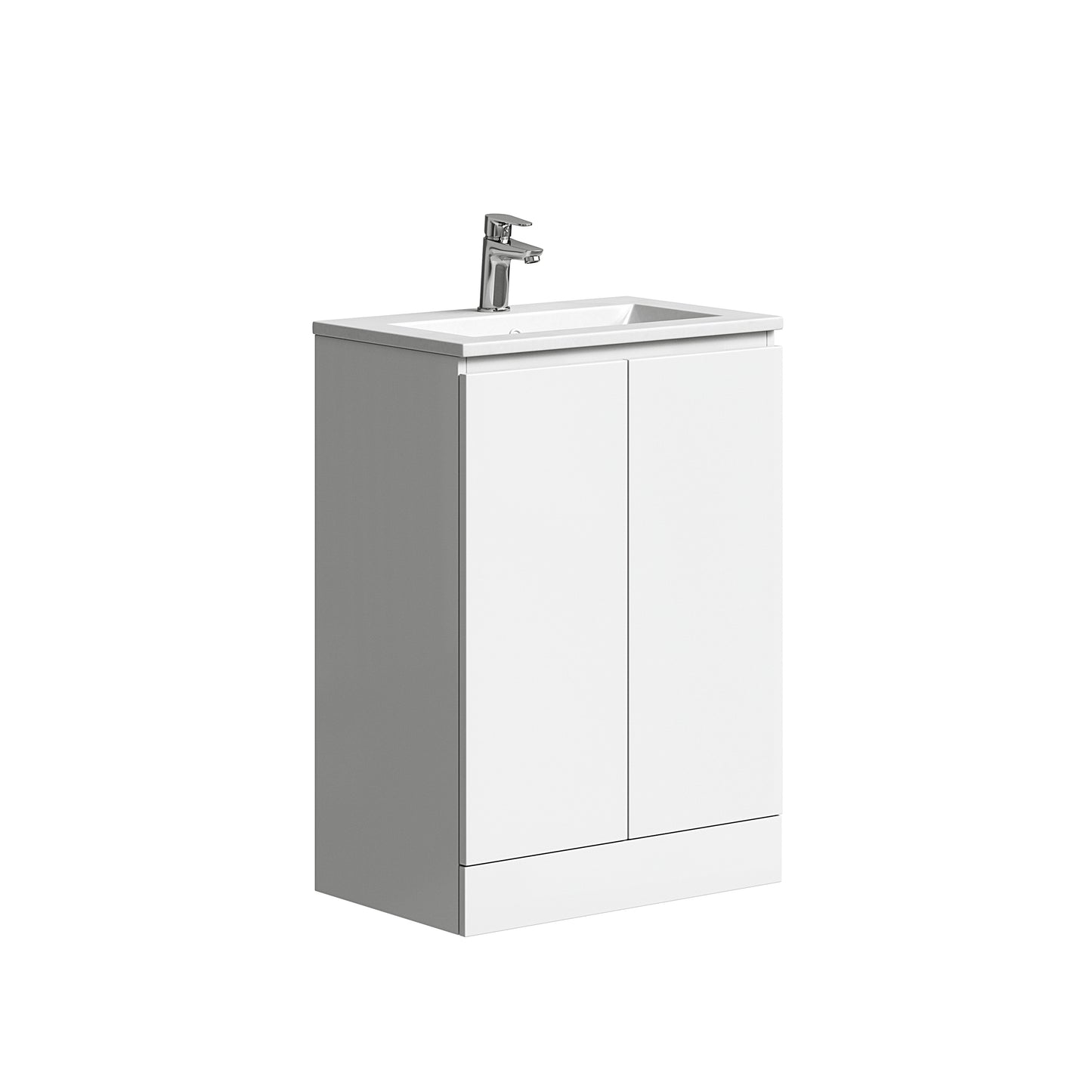 Plumb essentials 600 2 door white gloss vanity unit and basin