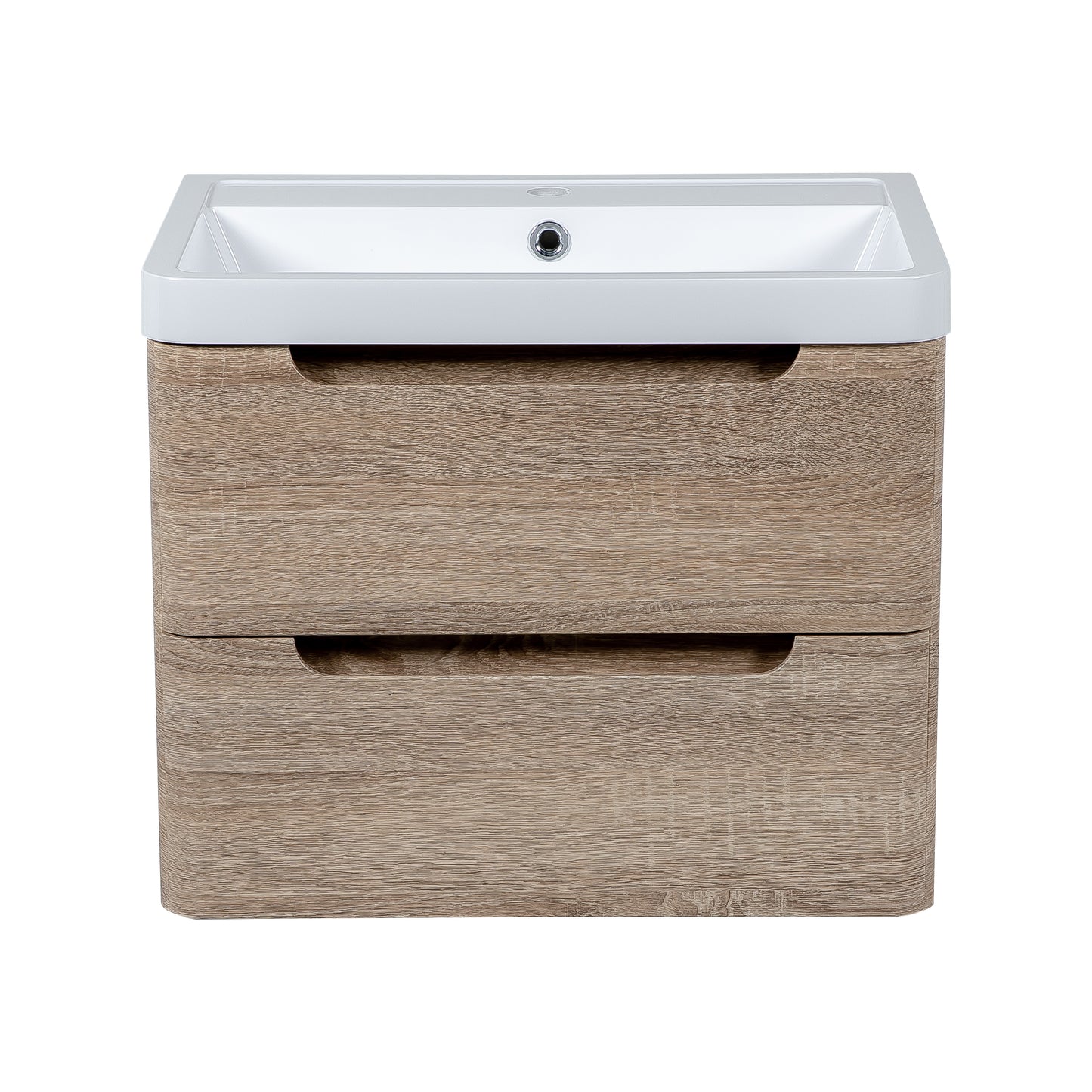 Monza 600mm 2 door wall hung vanity unit and basin Country oak