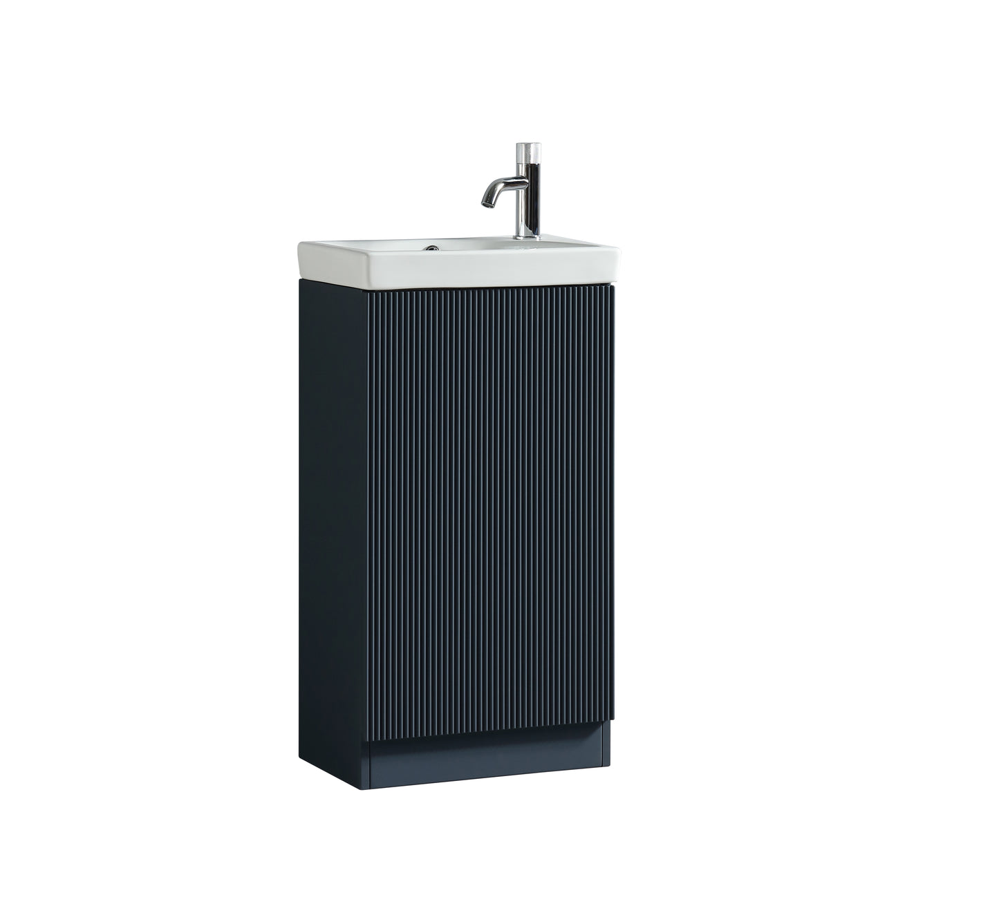 Flauto Mini cloakroom vanity unit in midnight shadow with ceramic basin