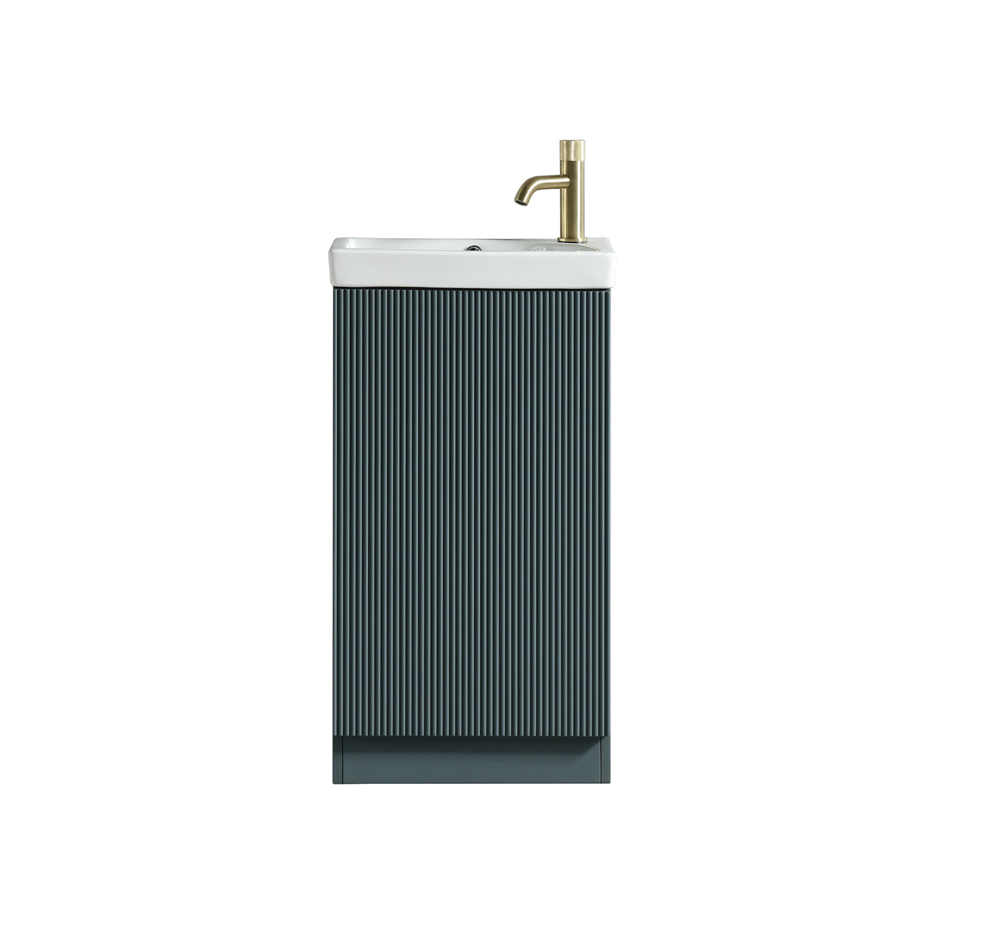Flauto Mini cloakroom vanity unit in smoked sage with ceramic basin