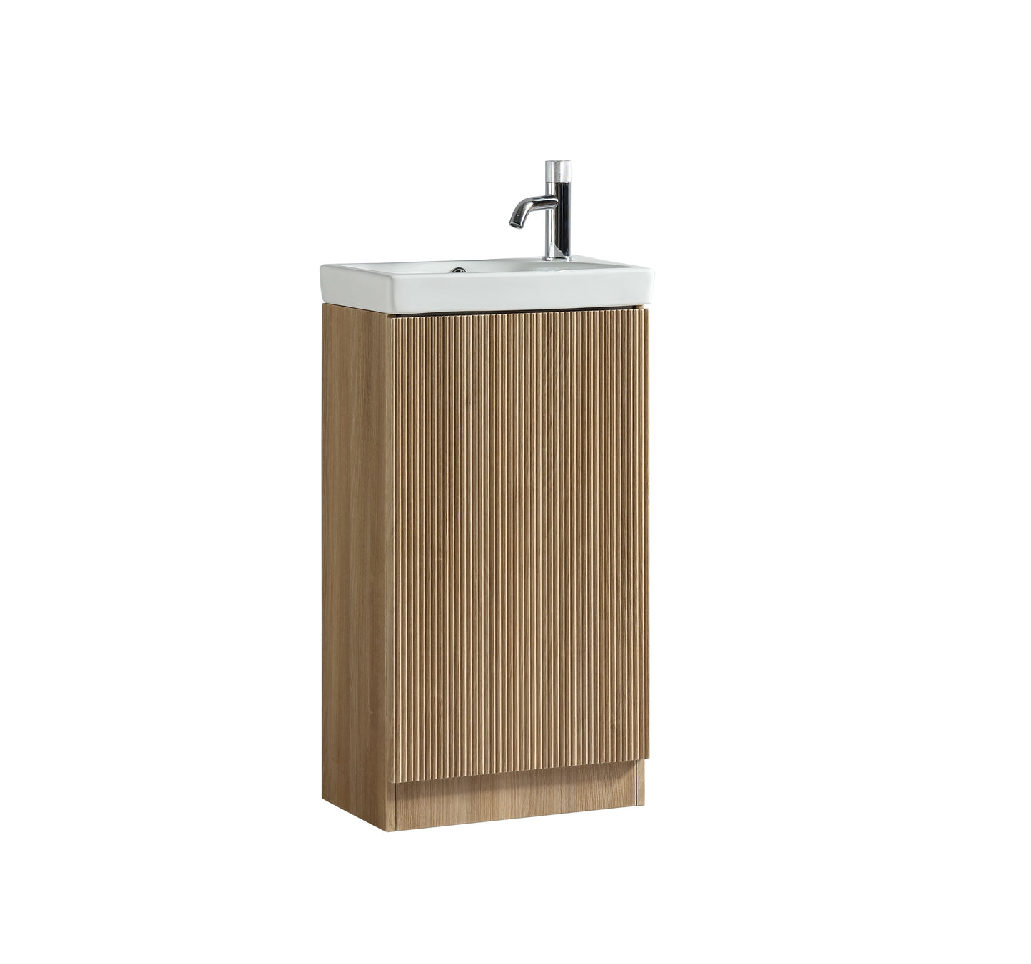 Flauto Mini cloakroom vanity unit in country oak with ceramic basin