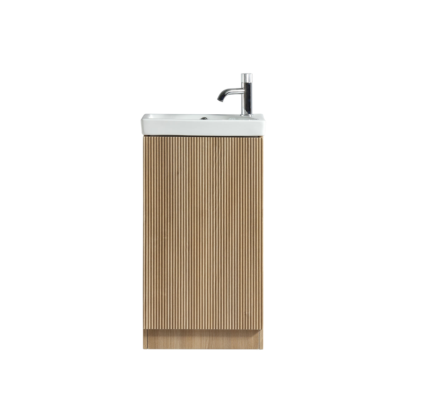 Flauto Mini cloakroom vanity unit in country oak with ceramic basin
