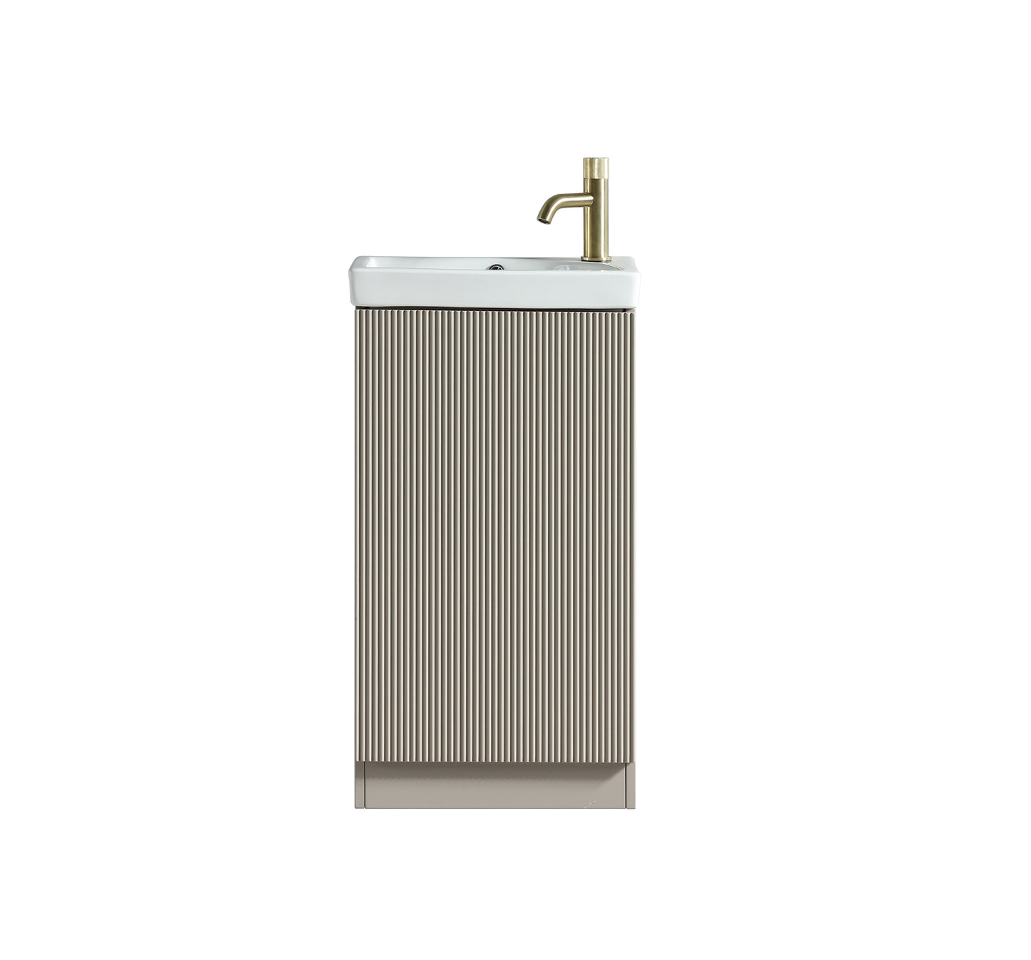 Flauto Mini cloakroom vanity unit in Soft coffee with ceramic basin