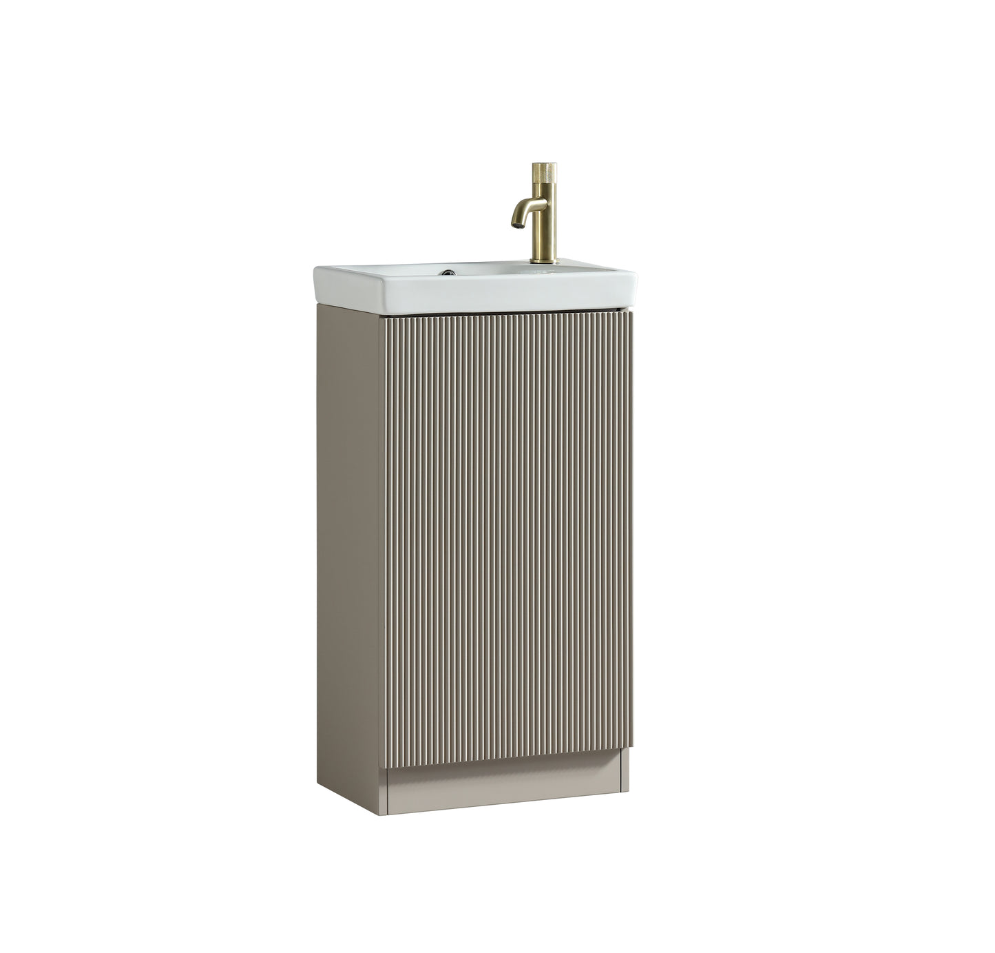 Flauto Mini cloakroom vanity unit in Soft coffee with ceramic basin