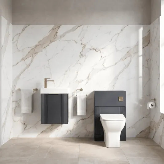 nuie Deco 400mm Soft Black Wall Hung Cloakroom Suite