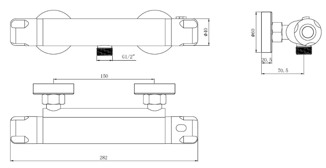 Exposed bar valve shower for low pressure