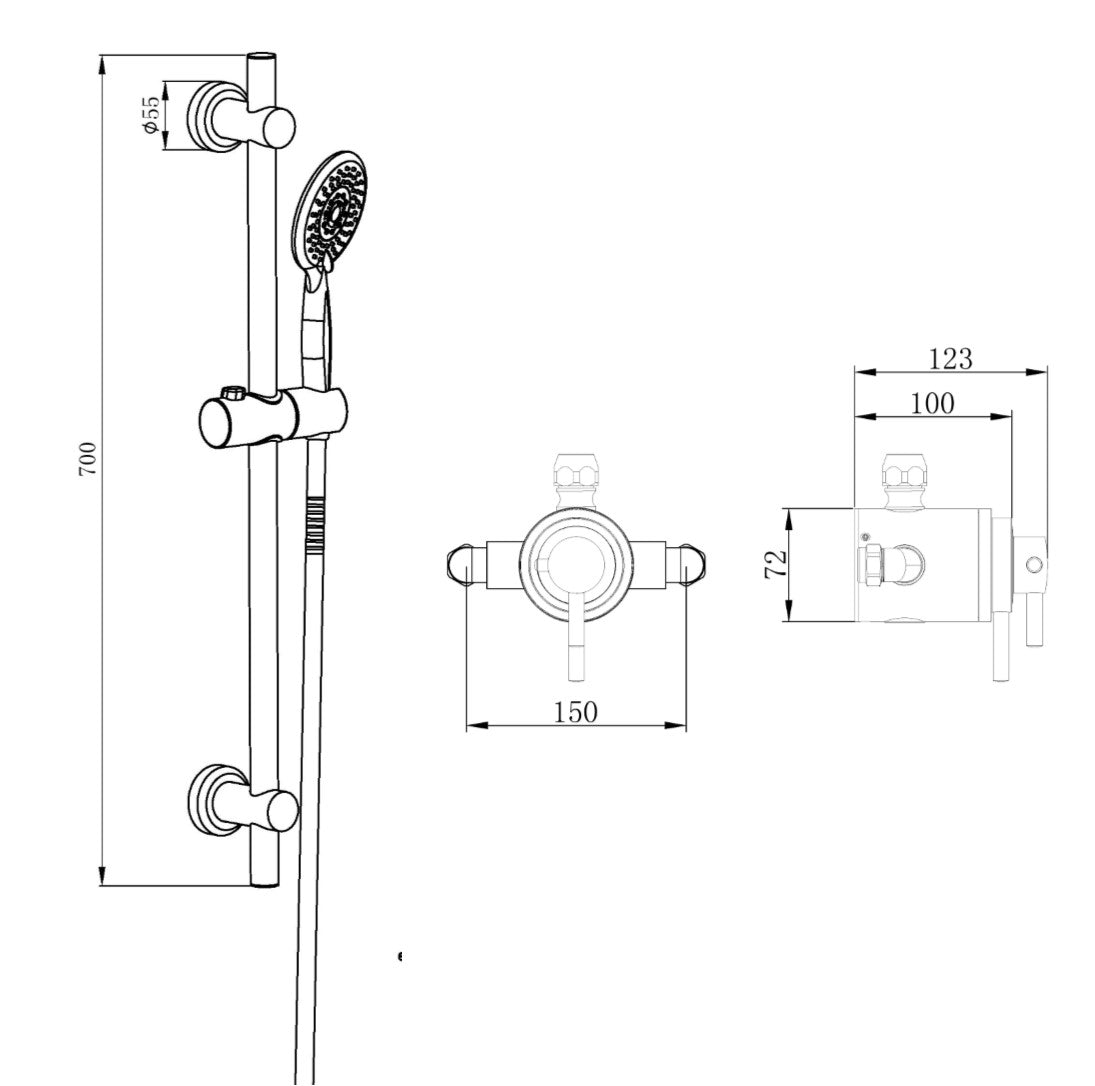 Conwy concentric dual control exposed shower valve in chrome TIS0162
