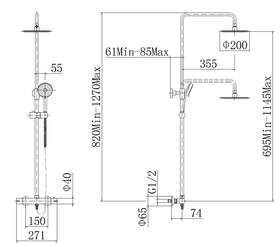 Plumb essential dual exposed chrome shower round TIS0173
