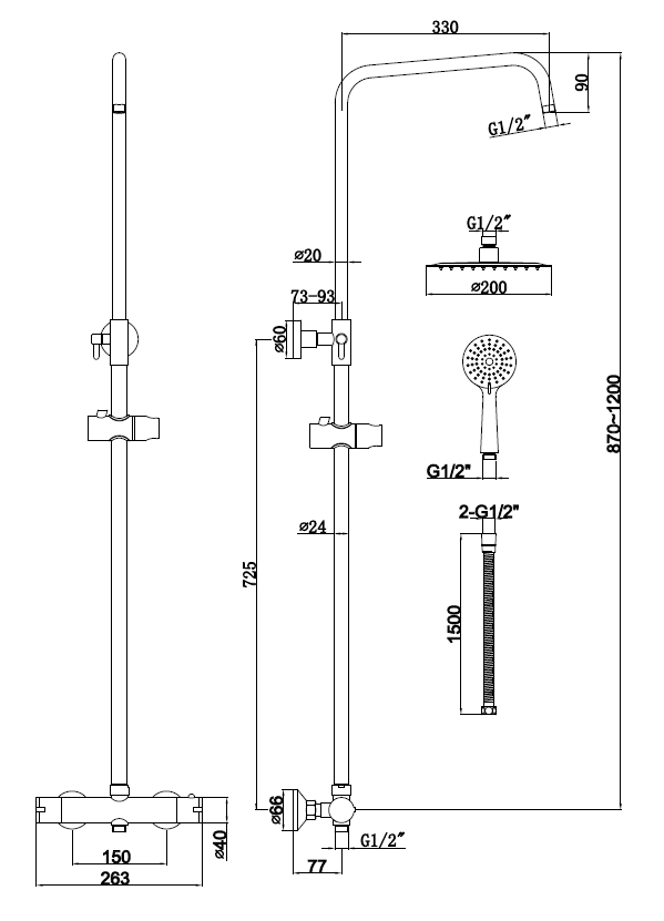Plumb essential dual exposed Brushed brass shower round TIS0222