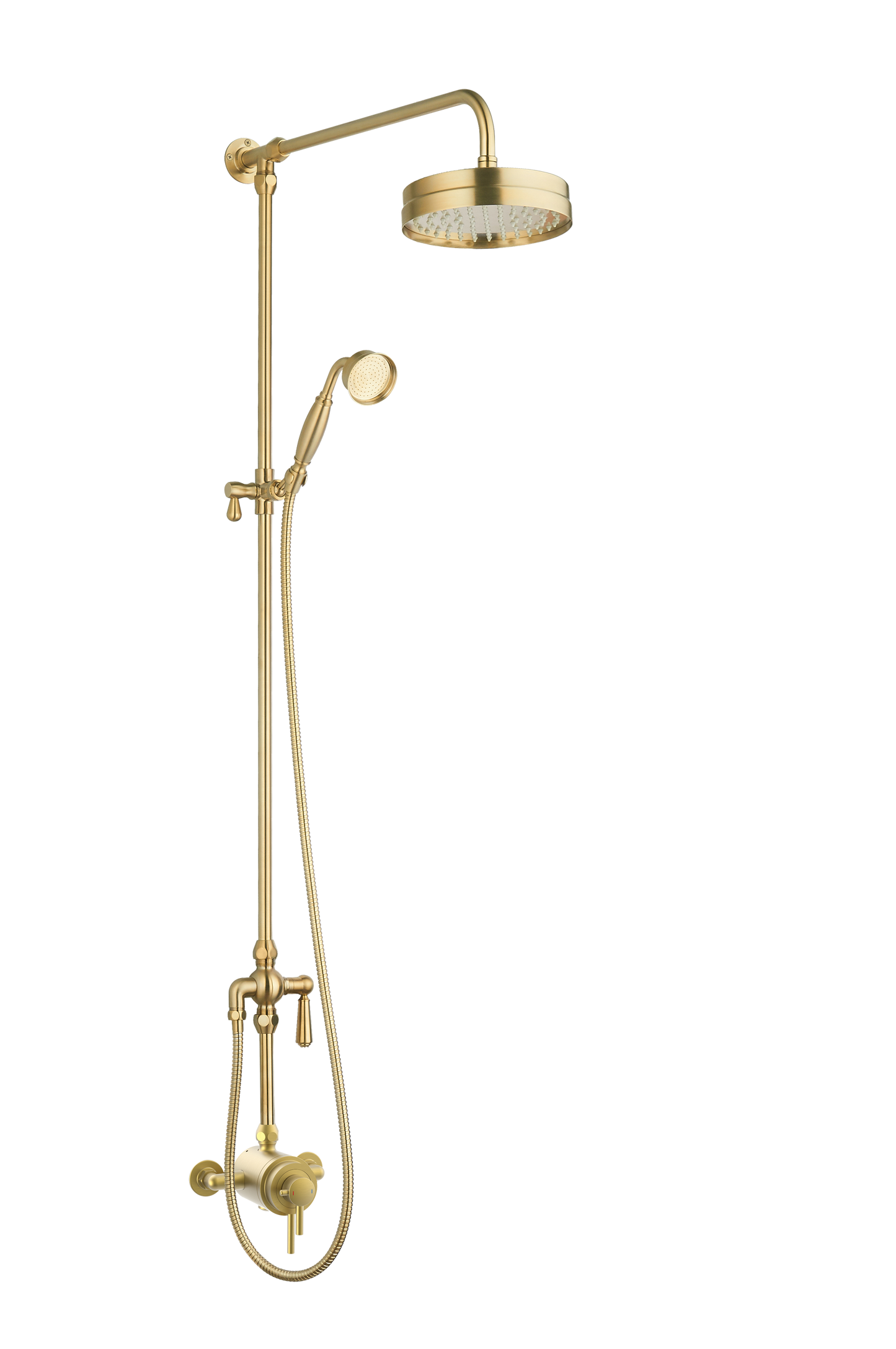 Beaumaris exposed dual shower in Brushed brass TIS0287