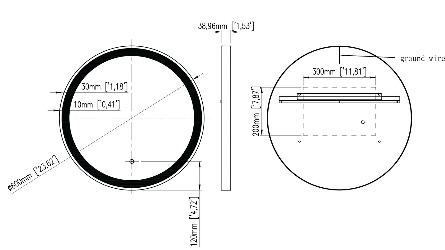 Tailored Brushed brass round led mirror TIS3064