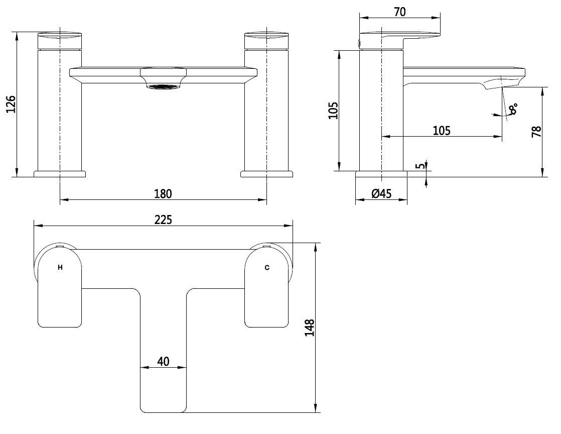 Risca Chrome bath filler