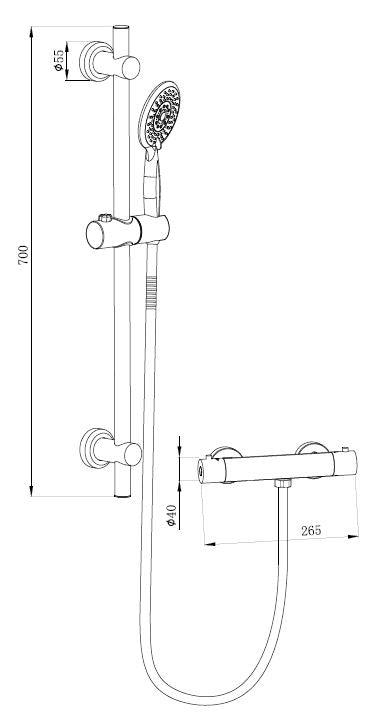 SNOWDON COOL TOUCH ROUND BAR VALVE SHOWER AND SLIDE RAIL KIT