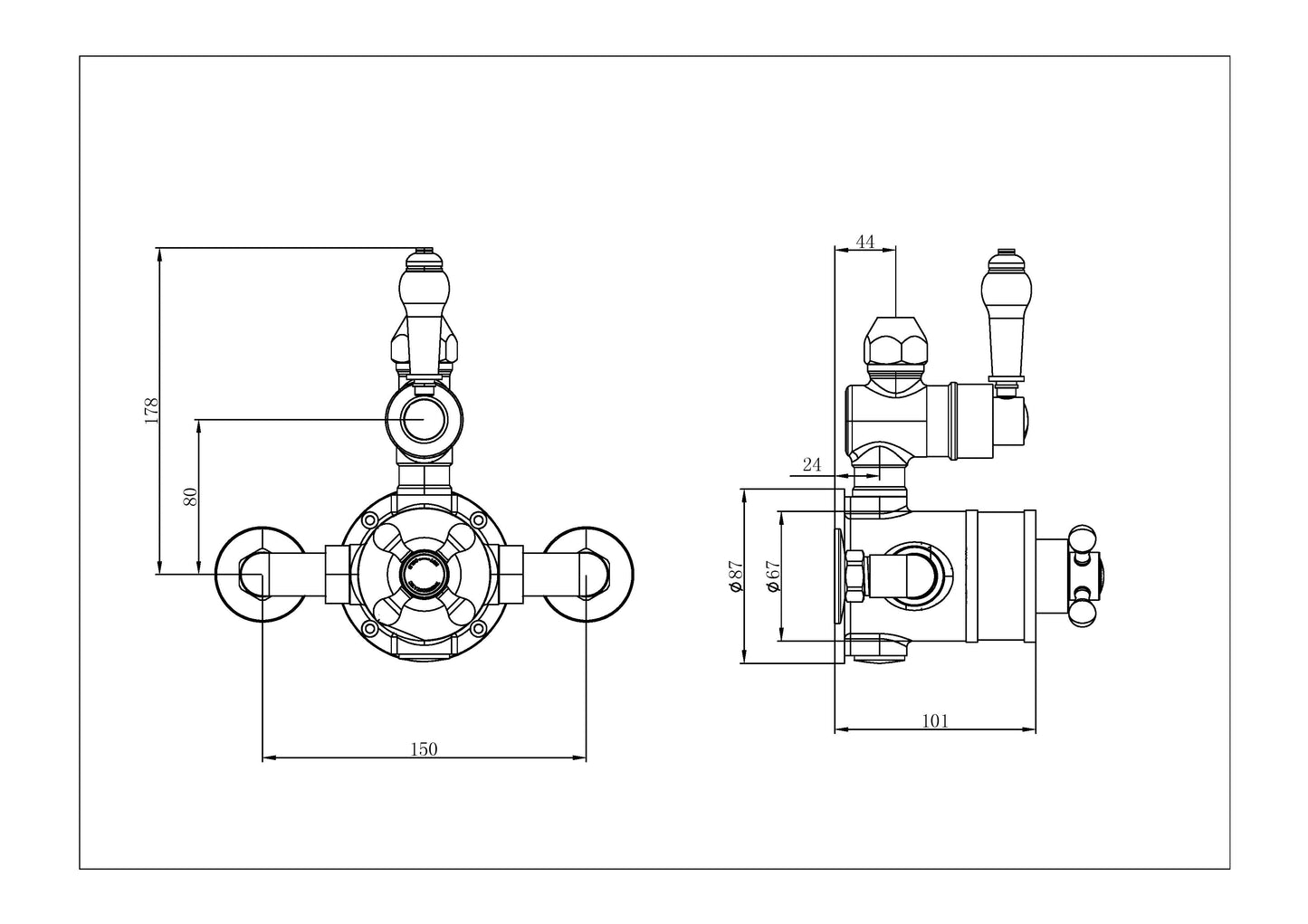 TENBY TRADITIONAL DUAL LEVER SHOWER KIT