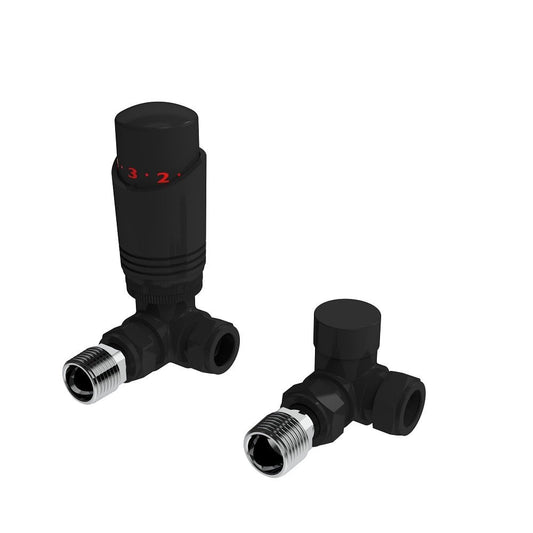 K.Rad Designer Corner TRV Valve Pack Black BK-TRV101C
