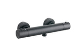 Exposed round thermostatic shower valve in black