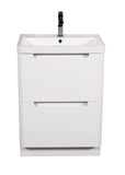 Monza 500 floor standing 2 drawer vanity unit and basin White gloss