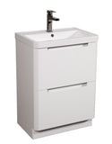 Monza 500 floor standing 2 drawer vanity unit and basin White gloss