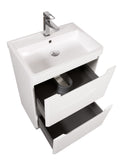 Monza 500 floor standing 2 drawer vanity unit and basin White gloss