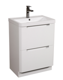 Monza 500 floor standing 2 drawer vanity unit and basin White gloss