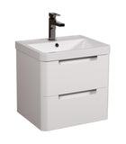 Monza 500mm 2 door wall hung vanity unit and basin White gloss