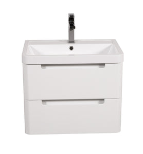 Monza 600mm 2 door wall hung vanity unit and basin White gloss