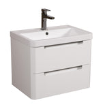 Monza 600mm 2 door wall hung vanity unit and basin White gloss