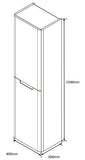 Monza Tall Boy wall hung 2 door bathroom cabinet gloss white