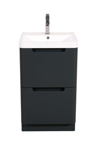 Monza 500 floor standing 2 drawer vanity unit and basin Shadow grey