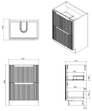 Monza Fluted 600 floor standing 2 drawer vanity unit White gloss