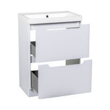 Monza Fluted 600 floor standing 2 drawer vanity unit White gloss