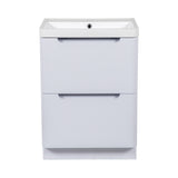 Monza Fluted 600 floor standing 2 drawer vanity unit White gloss