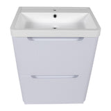 Monza Fluted 600 floor standing 2 drawer vanity unit White gloss