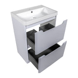 Monza Fluted 600 floor standing 2 drawer vanity unit White gloss