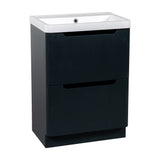 Monza Fluted 600 floor standing 2 drawer vanity unit Shadow grey