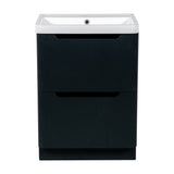 Monza Fluted 600 floor standing 2 drawer vanity unit Shadow grey