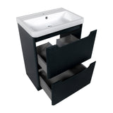 Monza Fluted 600 floor standing 2 drawer vanity unit Shadow grey