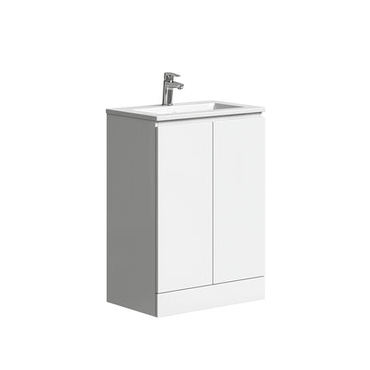 Plumb essentials 600 2 door white gloss vanity unit and basin