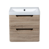 Monza 500mm 2 door wall hung vanity unit and basin Country oak