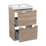 Monza 600 floor standing 2 drawer vanity unit and basin country oak